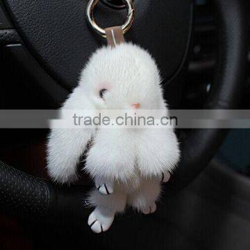 2017 Hot Selling Mink Fur Keyring/Popular Real Fur Ball Mink Fur Rabbit Shpe Keychain