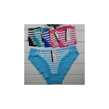 2015 New Laced Brief Stripe Print Bikini Stretch Cotton Women Underwear Lady Boyshort Lady Panties Lingerie Intimate Underpants photo-3