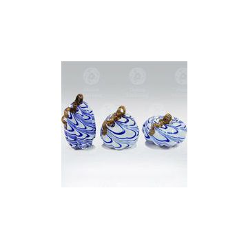 Handblown Mini Blue and White Chinese Glass Pumpkin for Home Decor or Christmas gift,made in China