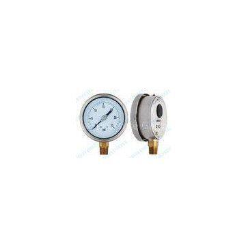 100mm Bottom liquid pressure gauge with brass connector , 304 SS Pressure Gauge