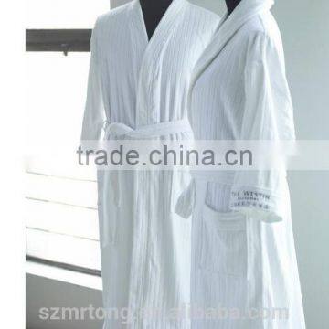 100% cotton luxury terry velour hotel strip bathrobe