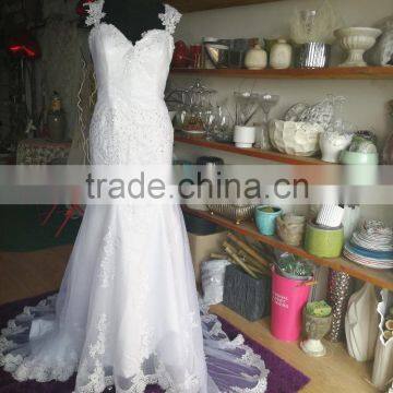 Sweetheart neckline Shoulder-straps sleeveless wedding dress bridal gown P110