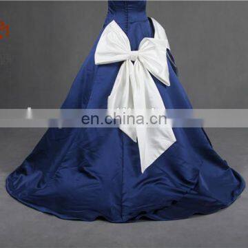 OEM Service Off Shoulder Low Back Ruffle Ball Gown Prom Dress With Bow photo-4