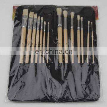 14-Piece Long Handle Bristle Hair Artist Paint Brush Set in Nylon Bag photo-6