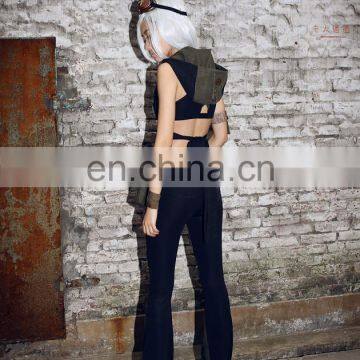 Steampunk Military Style Stretchy Natural Cotton Trousers photo-6