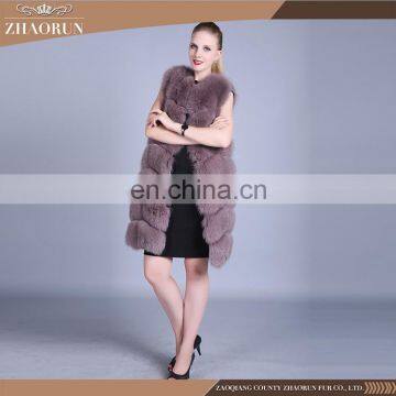 100% Fox Fur Coat Dyed Color Long Type Fox Fur Vest for Women photo-5