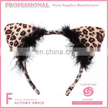 2017 China New Design Promotional Dacron And Plastic Women Sexy Leopard Cat Ear Headband