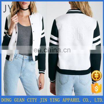 Ladies Coat Suit Designs Black with White Bomber Jacket Plus Size Women Clothing