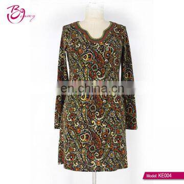 2017 newest Kaftan style big size heart printing one piece ropa mujer tunic for mature woman