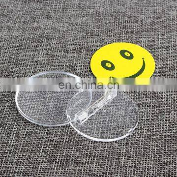 safety pin back acrylic plastic button badge logo printing insert