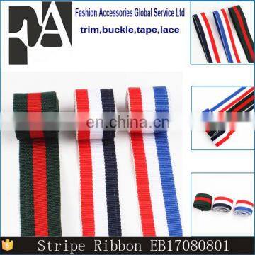 High Quality Polyester Red White Blue Striped Ribbon for Clothing