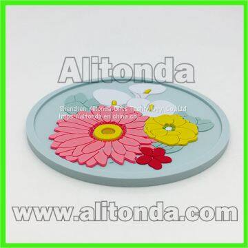 Custom pvc soft anti-slip cute cartoon animal character food flower coaster for home or promotional gifts