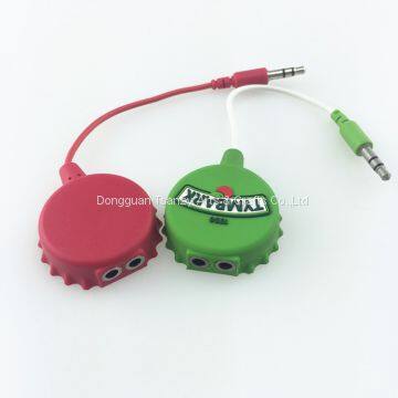 Custom Logo Bottle Cap Shape Earphone Splitter Audio Splitter Headphone Splitter photo-3