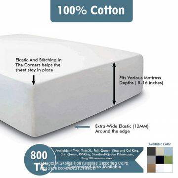 100% Cotton Sheets - Real 800 Thread Count Full 4 Piece Bed Sheet Set - Soft & Smooth Hotel Luxury 4pc Sheet Set Solid 15 Inches Deep Pocket (Full, White)