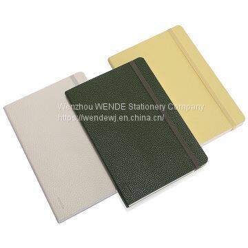 Best Selling Cheap Notebook 3 Color Available Soft Cover  EP-ITALIAN PU Leather With elastic band A5 Diary