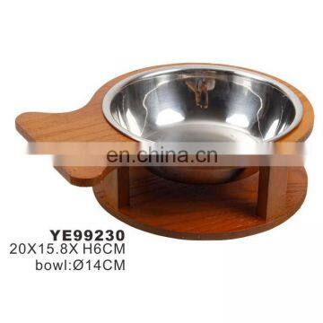 Wholesale Personalized Wood Pet Dog Cat Food Feeding Bowl Stainless Steel photo-2