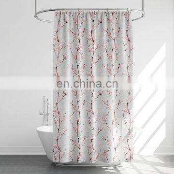 Polyester Digital Printing Blue Flower Shower Curtain For Girl