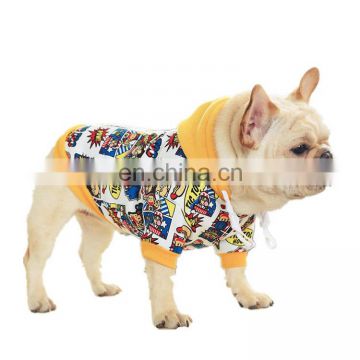 Popular carton printing Autumn pet apparel french bulldog hoodie