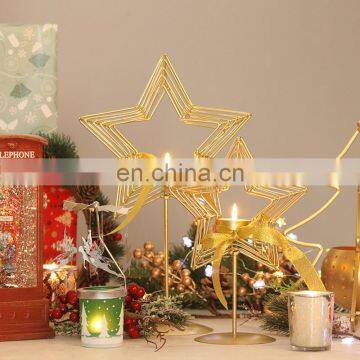 Soft time golden candlestick iron pentacle candlestick Christmas decorationscreative table decorations