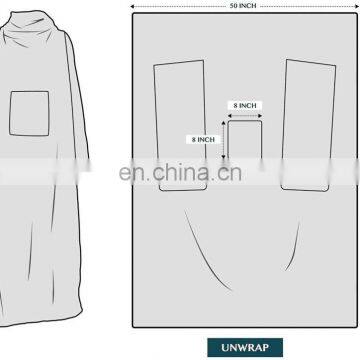 Super Soft Comfortable and Luxurious Cream Color Oversized Fleece Wearable Blanket With Sleeves for Adult photo-5