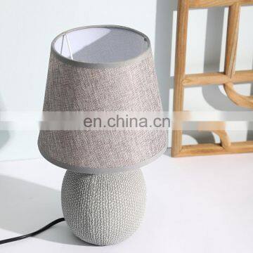 Korea New Design Ball Shape Ceramic Base Grey Vintage Cheap Small Table Lamp for Home Decor photo-3