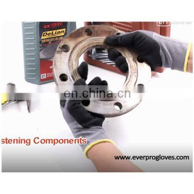 Polyester Nylon Industrial Work Skid Proof Coated Nitrile Foam Gloves Duantes De Nitrilo photo-4