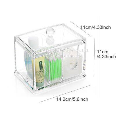 Cotton Pads Holder Makeup Organizer Cosmetics Makeup Cotton Swab Holder 4 Sections photo-5