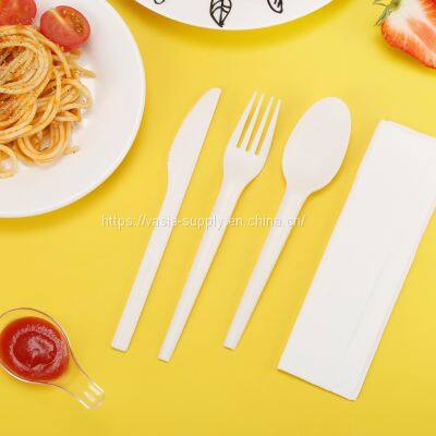 White pla cutlery set China manufacturer wholesale price custom size and packaging