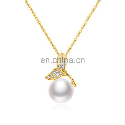 wholesale minimalist jewelry 925 sterling silver 14K gold vermeil pearl necklace for women