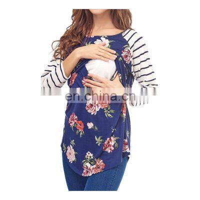 Summer Nursing Top Tops 3/4 Sleeve Women's Breastfeeding Shirt