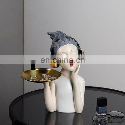 Nordic Creative Girl Tray Character Resin Crafts