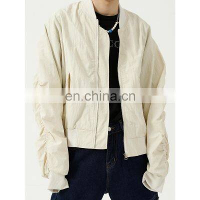 Custom Satin  Nylon Jacket Men Wholesale High Quality Satin Nylon Jacket Plus Size Baseball Jacket For Men