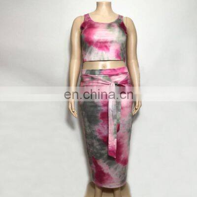 Wholesale Two-piece Ladies Clothing Hot Sale Crop Tops and Mid-length Tight Skirt Dresses Plus Size photo-4