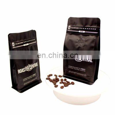 Customizable Design Matte Reusable Packaging Flat Bottom Coffee Bag Empty Coffee Bags With Valve