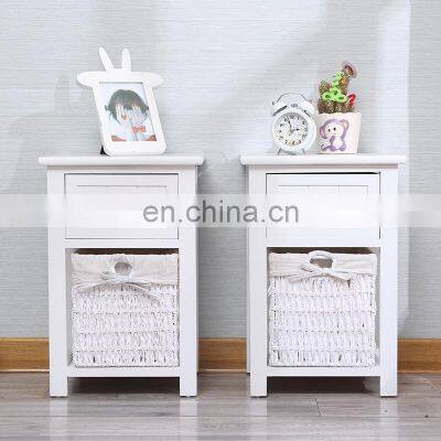 Modern White Nightstands Lamp Table  Wood Side Table With Drawers