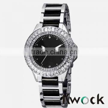 Lady Diamond Quartz Diamond and Crystal Black-tone and Silver-tone Stainless Steel Bracelet Watch                        
                                                Quality Choice