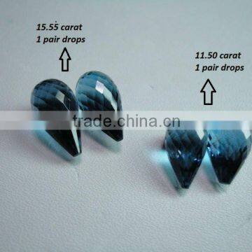 London Blue topaz cabochon Loose Calibrated Briolettes Faceted drops cut