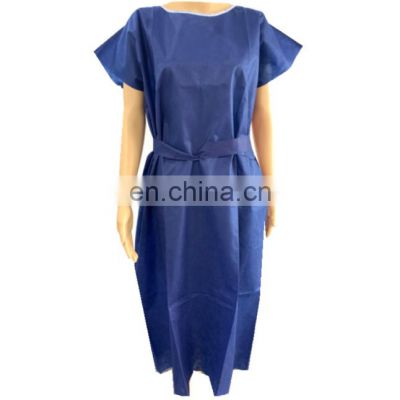 Deep blue disposable isolation gown navy sleeveless patient gown vest with ties