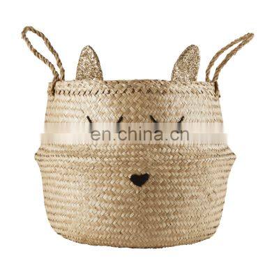 Handwoven High Quality Seagrass Belly Basket Plant Holder Storage Basket Decor Home High Quality