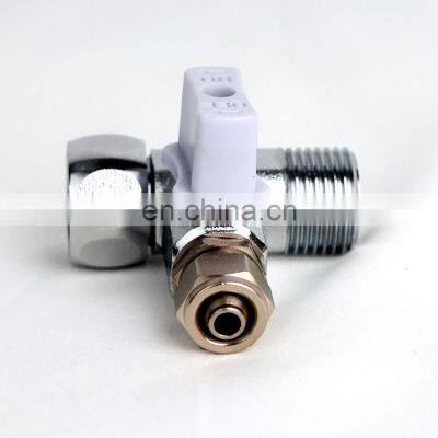 3/8 inch Three-Way Ball Valve with Quick Connect and Adjustable Nut Brass Valves