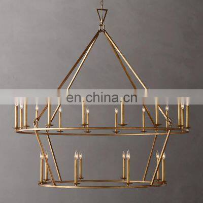 Modern Luxury Dining Large Glass Gold 19TH C. ENGLISH OPENWORK Two-Tier Round Chandelier For Living Room Bedroom photo-2