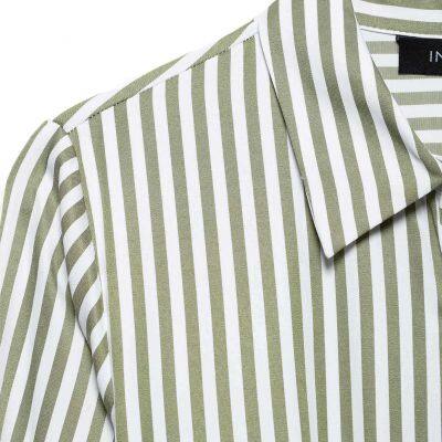 New Women's European and American Style French Fashion Dress With Waist Belt, Striped MIDI Dress photo-5