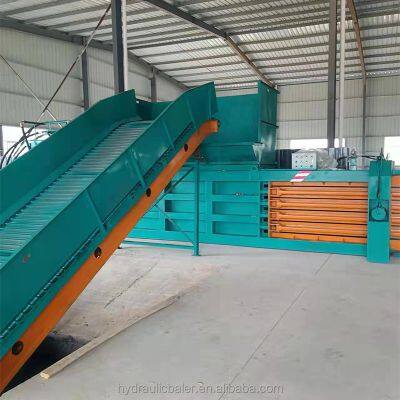 Machine de compactage automatique hydraulique horizontale pour papier usagé et cartons, adaptée au conditionnement de papiers/cartons avec bande et bouteilles photo-3