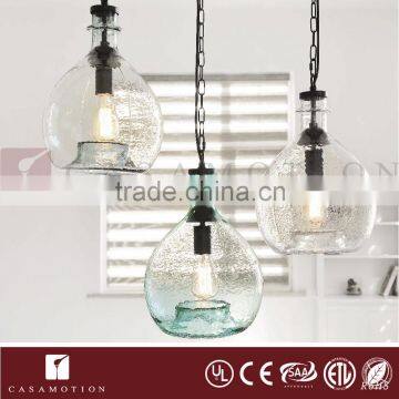 CASAMOTION Indoor Vintage Industrial Globe Handmade Glass Ball Pendant Light