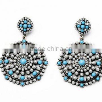 Big round statement flower pearl beads drop earring dress crystal indian dangle brincos ouro vintage bohemian 2015 earrings