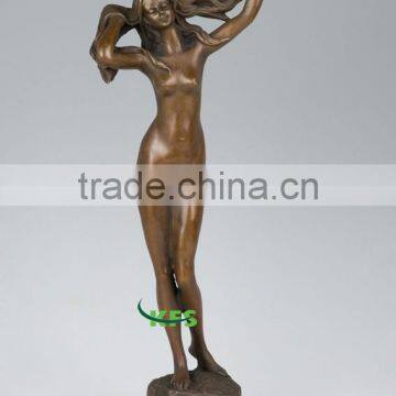 European naked bronze lady with long hair