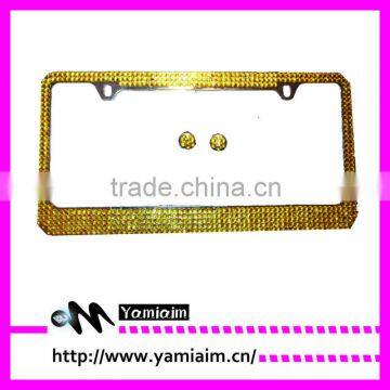 Gold Rhinestone License Plate Frame With Custom Pattern