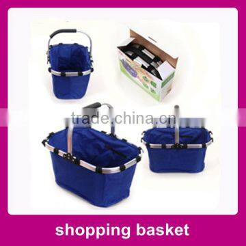 Reusable Supermarket Foldable Shopping Basket In Blue