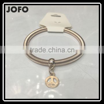 European Peace Love Symbol Spring Elastic Bracelet