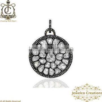 Natural Diamond Pendant Jewelry, 925 Silver Rose Cut Diamond Charm Pendant, Handmade Pendant Jewelry Suppliers, Jewelry Producer